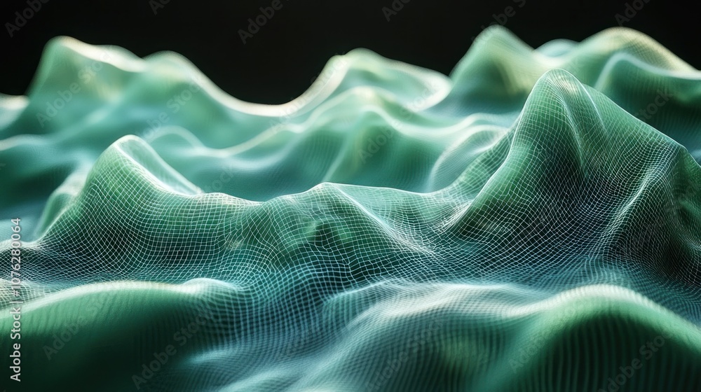 Obraz premium Abstract 3D Green Mesh Landscape