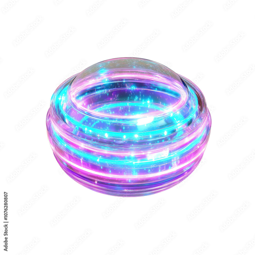 Abstract Glass Orb with Neon Lights and Sparks Abstract Glass Orb with Neon Lights and Sparks