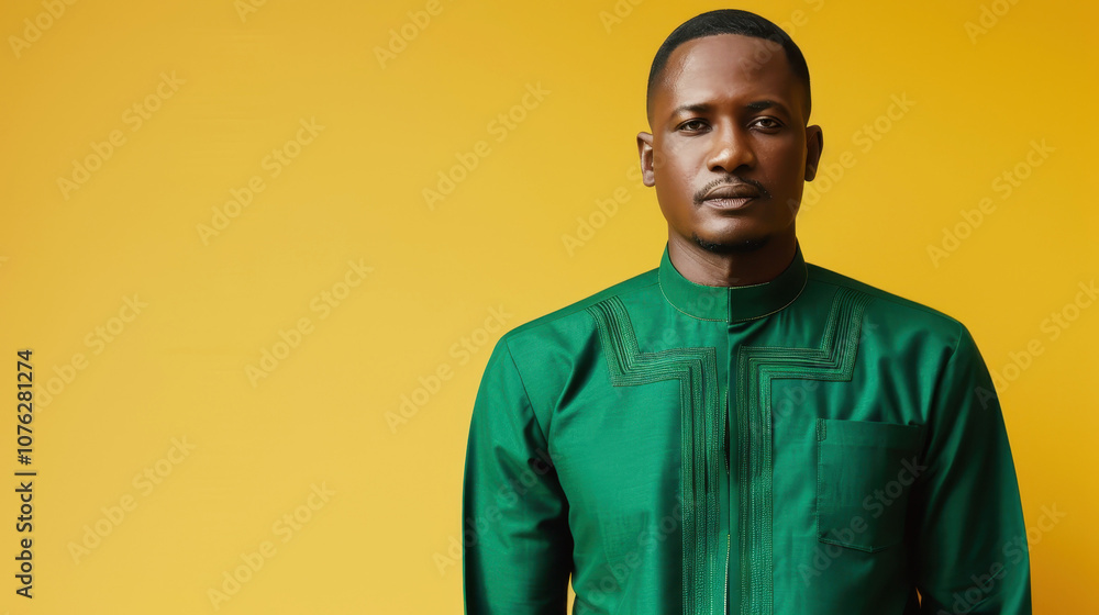 Elegant Nigerian businessman in traditional attire with a confident posture Elegant Nigerian businessman in traditional attire with a confident posture