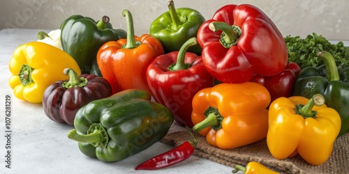 Vibrant Bell Peppers Display - Colorful Fresh Produce for Culinary Creations