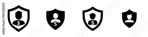 Shield symbolizing stability in business worn by a businessman