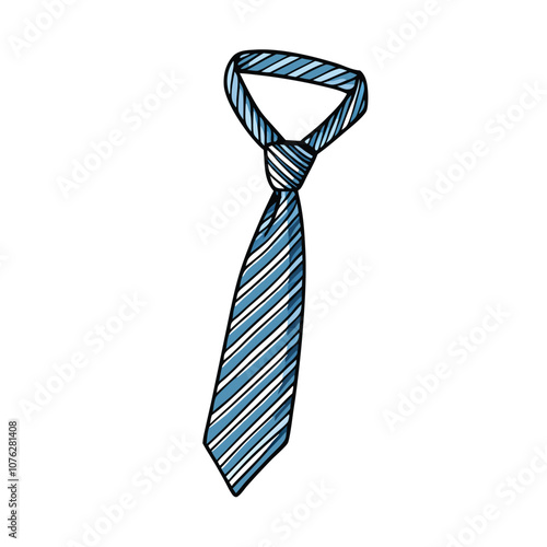 Vector Cartoon Illustration Single Classic Necktie on a isolated white background