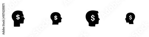 View this creative linear icon of business thinking