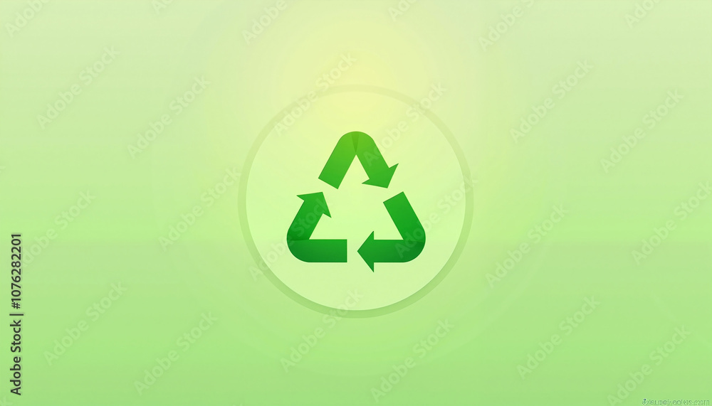 Simple green recycling symbol on a soft green background, representing eco-friendly practices and sustainability, International Earth Day Theme Simple green recycling symbol on a soft green background, representing eco-friendly practices and sustainability, International Earth Day Theme