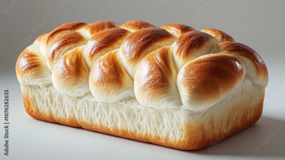 A golden-brown loaf of bread with a soft, fluffy texture. A golden-brown loaf of bread with a soft, fluffy texture.