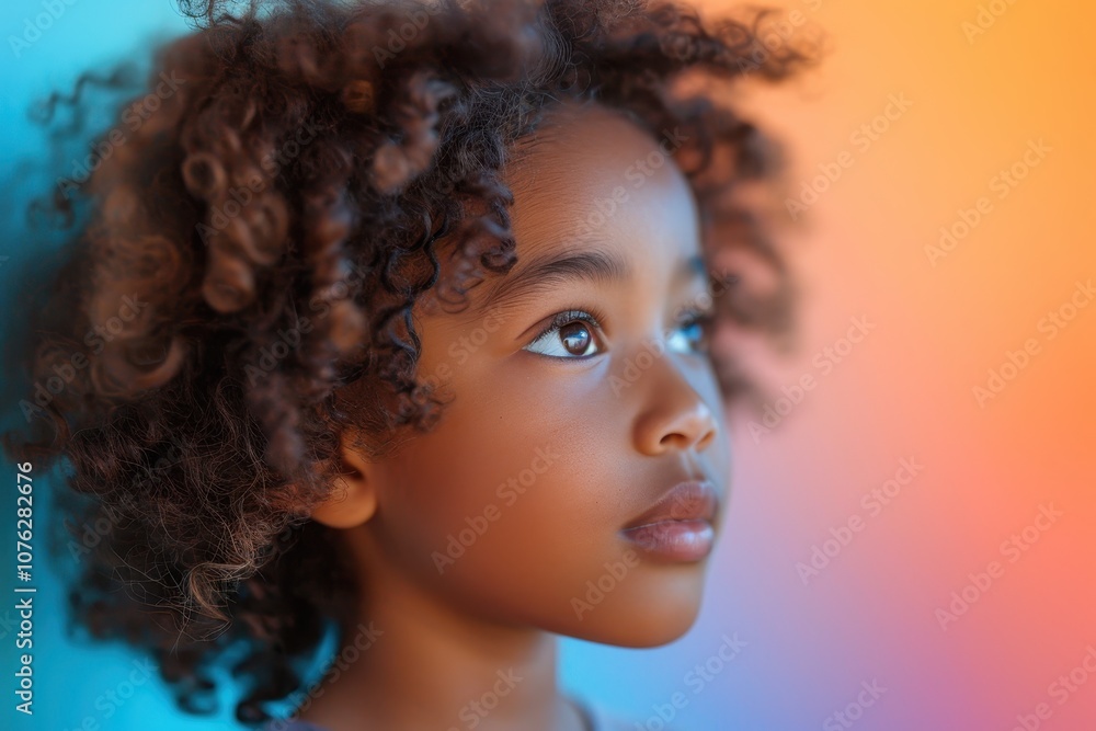 Portrait of a beautiful North African child with a thoughtful expression Portrait of a beautiful North African child with a thoughtful expression