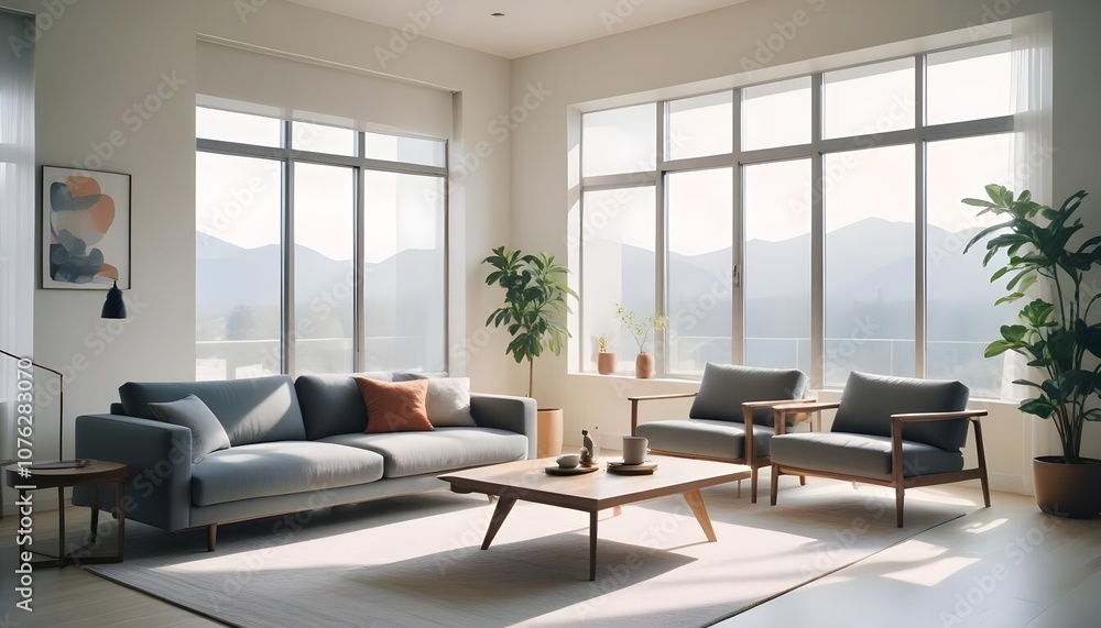 Fototapeta premium Photo interior modern design room 3d illustration 