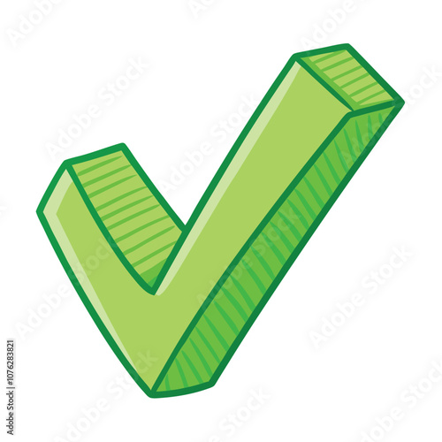 Vector Cartoon Light Green Ok Symbol Yes sign illustration