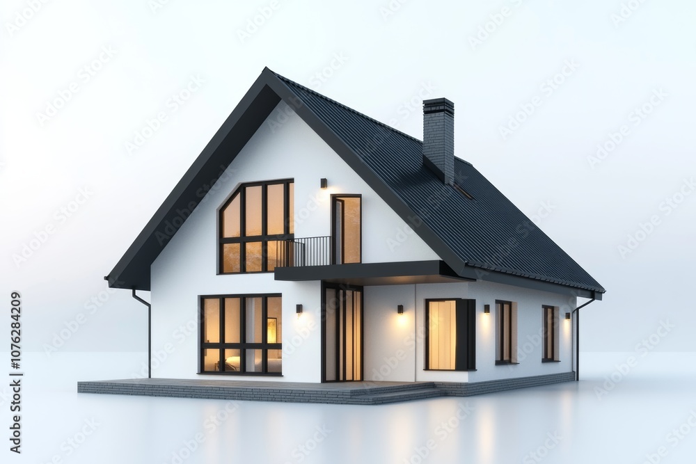 Modern House Exterior with Black Roof and Windows Modern House Exterior with Black Roof and Windows