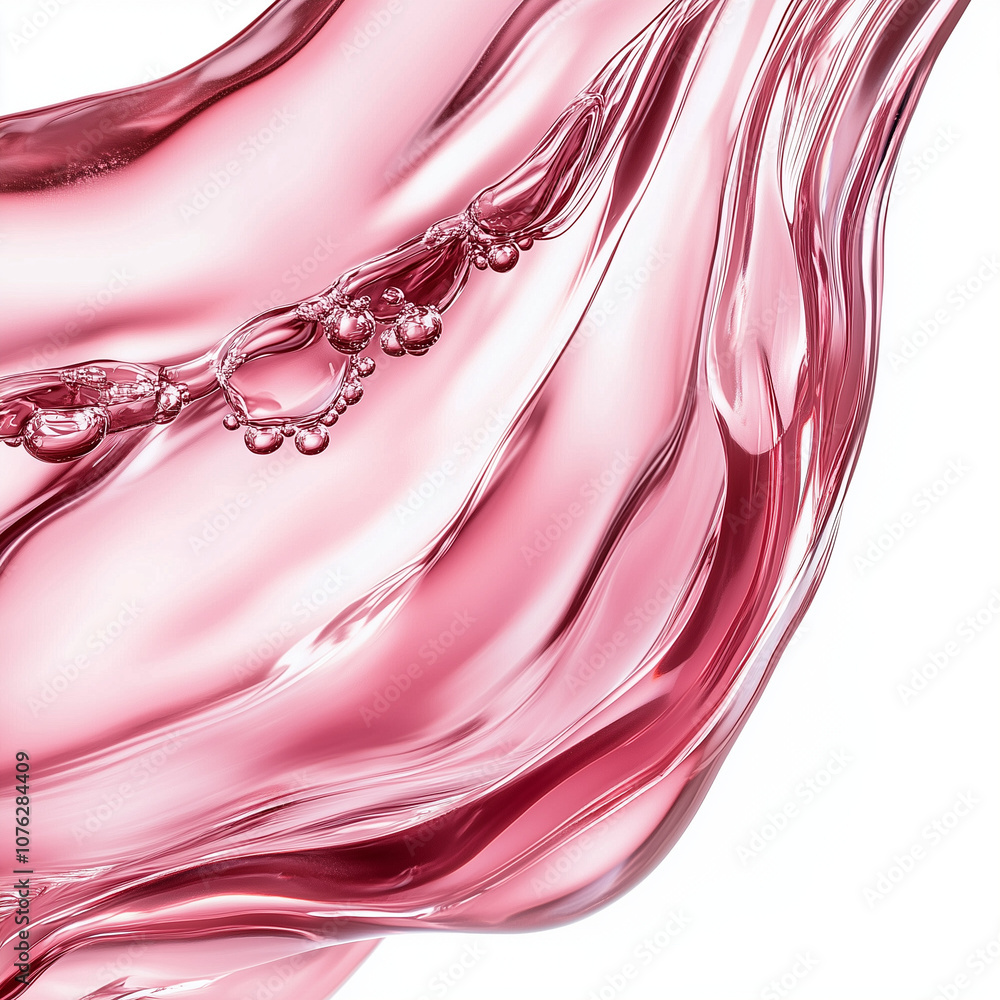 Surreal Close-Up of Clear, Pinkish Serum Texture on Clean White Background – Minimalistic and Elegant Surreal Close-Up of Clear, Pinkish Serum Texture on Clean White Background – Minimalistic and Elegant
