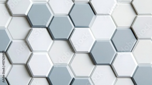 Light gray and white hexagons arranged in a clean medical-themed pattern with subtle shadows and depth, ideal for a clinical and scientific design,