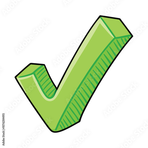 Vector Cartoon Light Green Ok Symbol Yes sign illustration