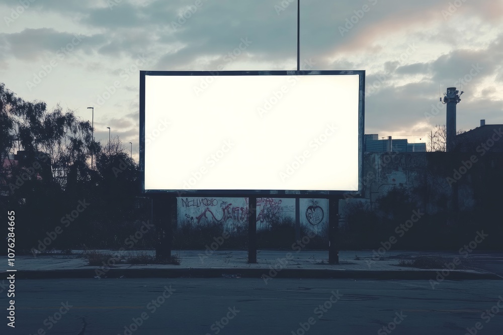 Fototapeta premium mpty billboard mounted at city street