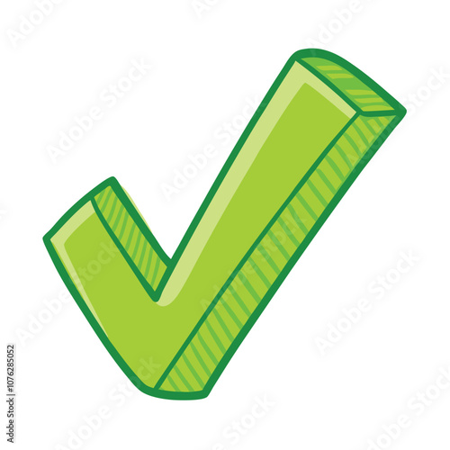 Vector Cartoon Light Green Ok Symbol Yes sign illustration