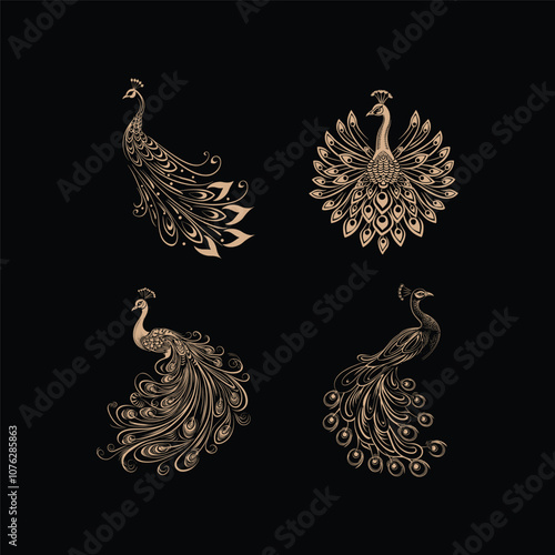Peacock bird logo design vector