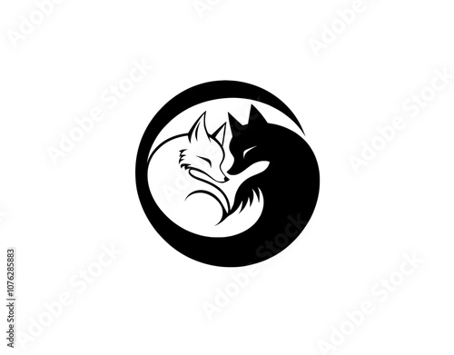 Pet illustrations of a black dog and a white cat sleeping.