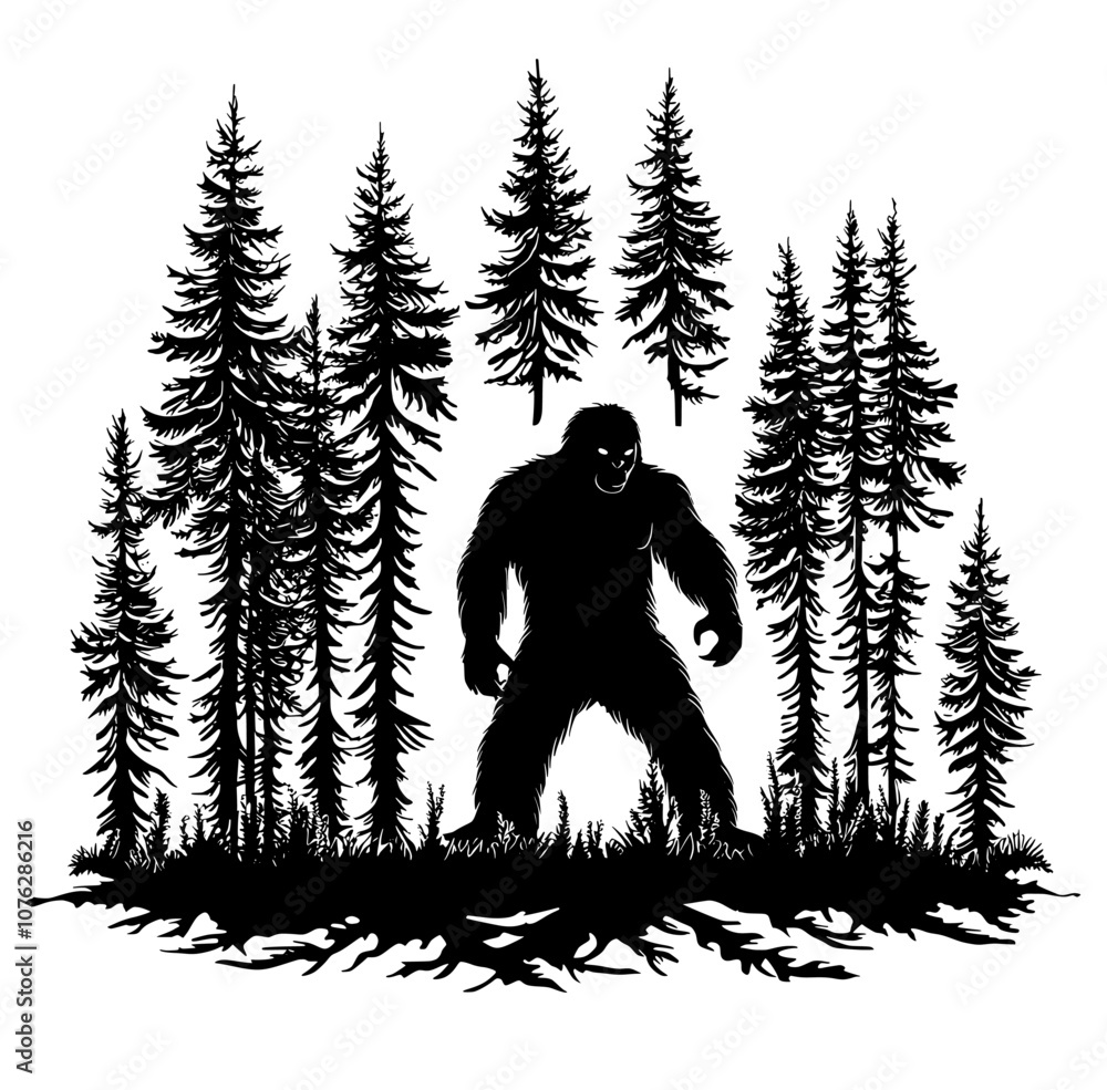 Minimalist and Simple Silhouette of Bigfoot - Modern Illustration Minimalist and Simple Silhouette of Bigfoot - Modern Illustration