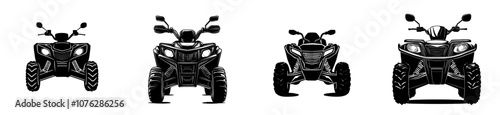 Illustration of a front view transport, quad bike icon on a transparent background
