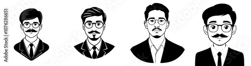 User person avatar User person with mustache Semi-Solid Transparent Style that fits the needs of businessmen and boys