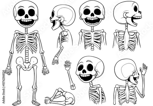 A funny one-line skeleton drawing: Bones to Be Wild