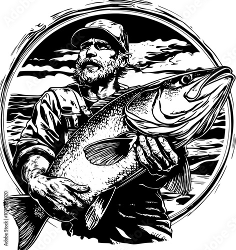 The fisherman logo with the river background shows flow and change. The fisherman logo with the mountain background shows strength and determination. photo