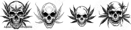 Cannabis Skull Logo Skullscape Mark Skull with Cannabis Icon GanjaGlow Emblem