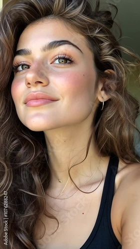 A young woman with brown hair smiles for the camera