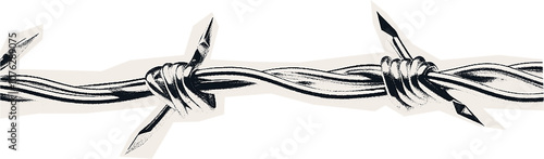 Сlipping from a black and white vintage magazine elements, halftone sharp wire.