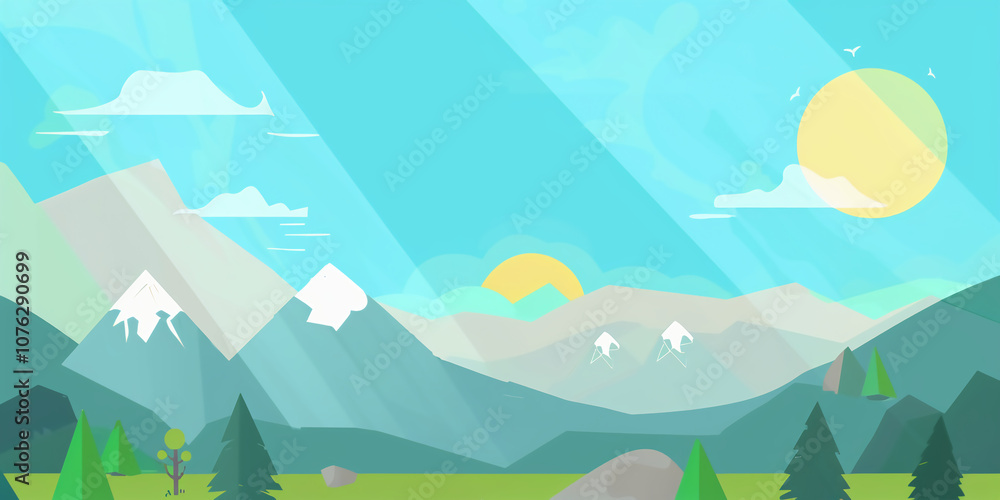 Scenic Mountain Landscape with Green Valleys Scenic Mountain Landscape with Green Valleys