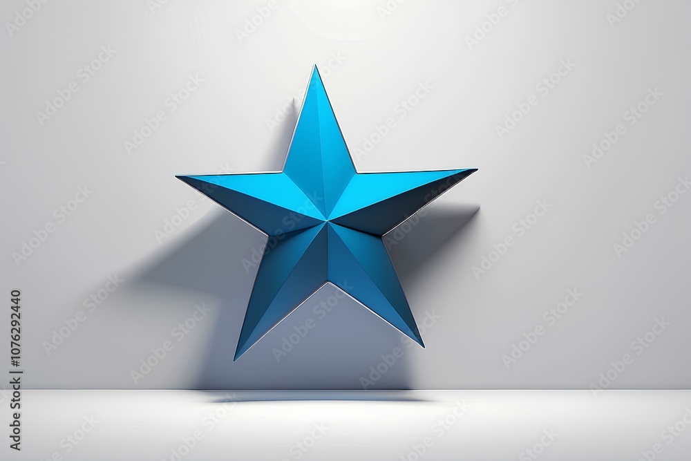 Bold 3D blue star on a minimalist background, conveying strength and importance, ideal for banners or presentations with a modern, professional style. Bold 3D blue star on a minimalist background, conveying strength and importance, ideal for banners or presentations with a modern, professional style.