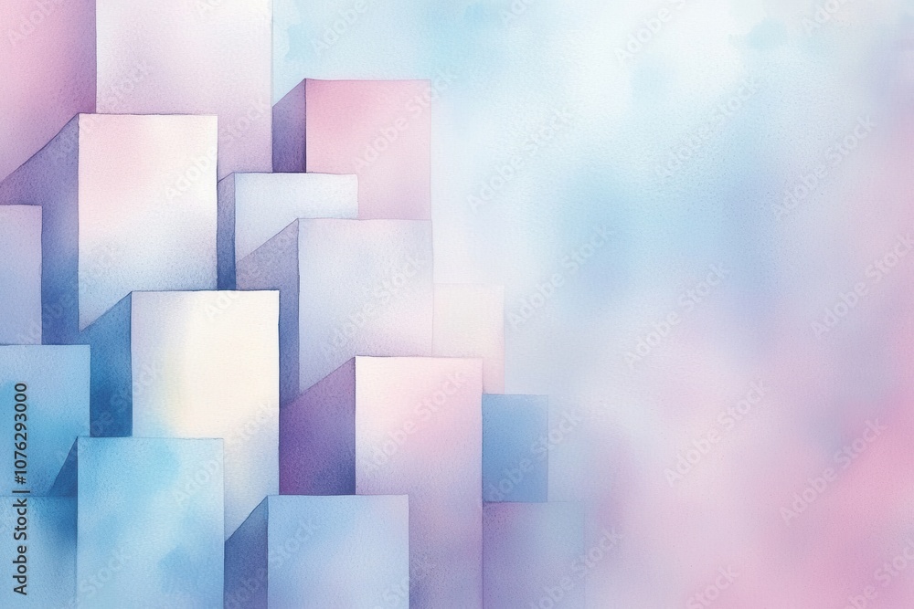 Tranquil Watercolor Sketch of Modern Architectural Structures in Soft Pastel Colors, Evoking Serenity and Contemporary Design Aesthetic Tranquil Watercolor Sketch of Modern Architectural Structures in Soft Pastel Colors, Evoking Serenity and Contemporary Design Aesthetic