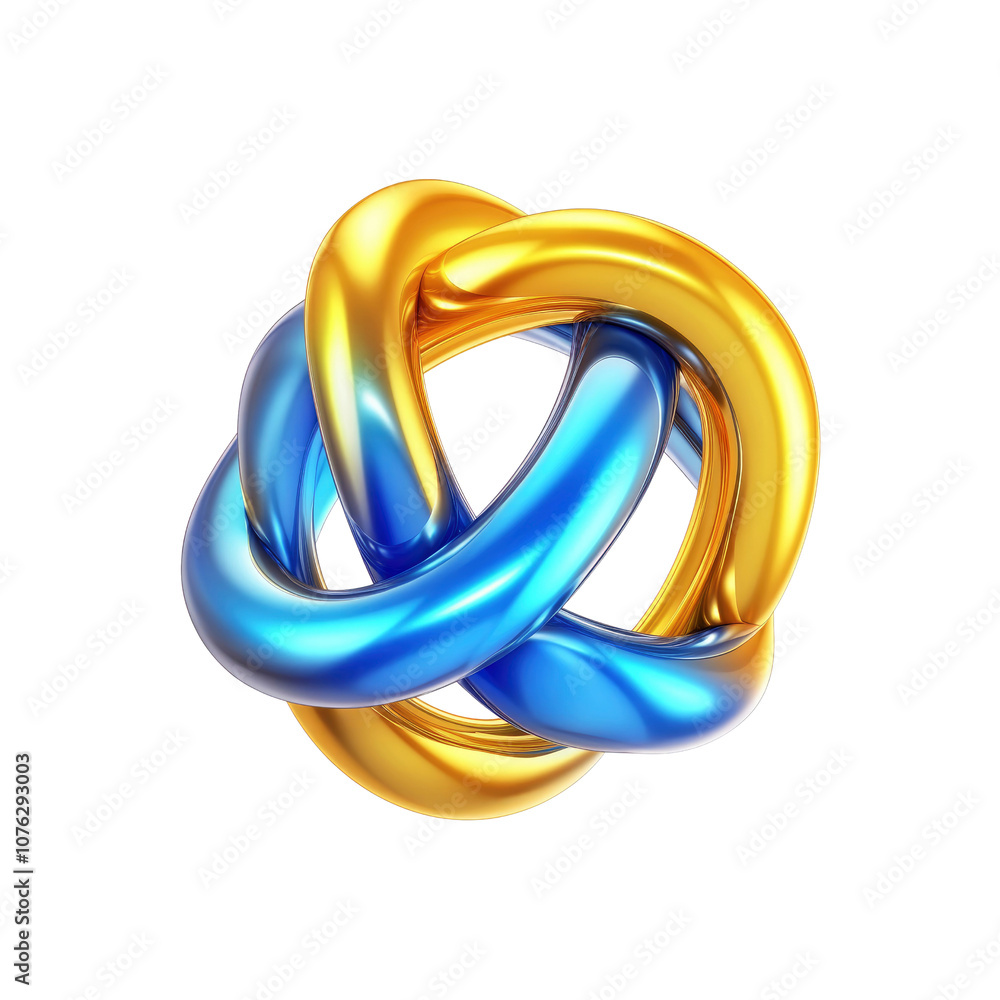 Abstract 3D Interlocking Rings in Blue and Gold Abstract 3D Interlocking Rings in Blue and Gold