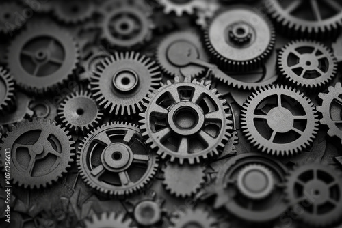 Wallpaper Mural Large toothed gears on a black background close-up. Heavy industry concept. Torontodigital.ca