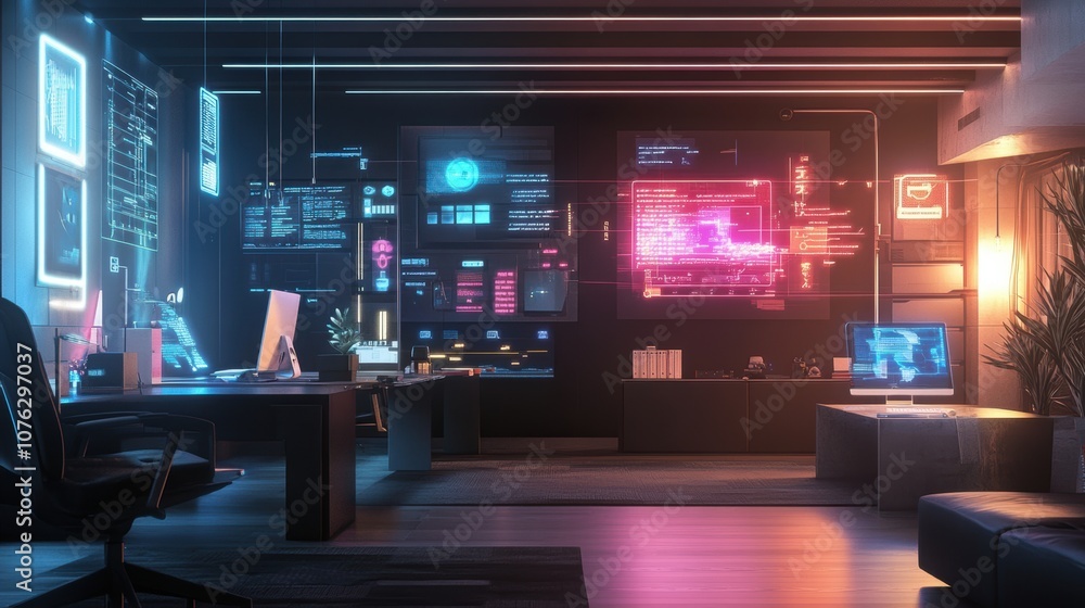 Futuristic Office Space. Futuristic Office Space.