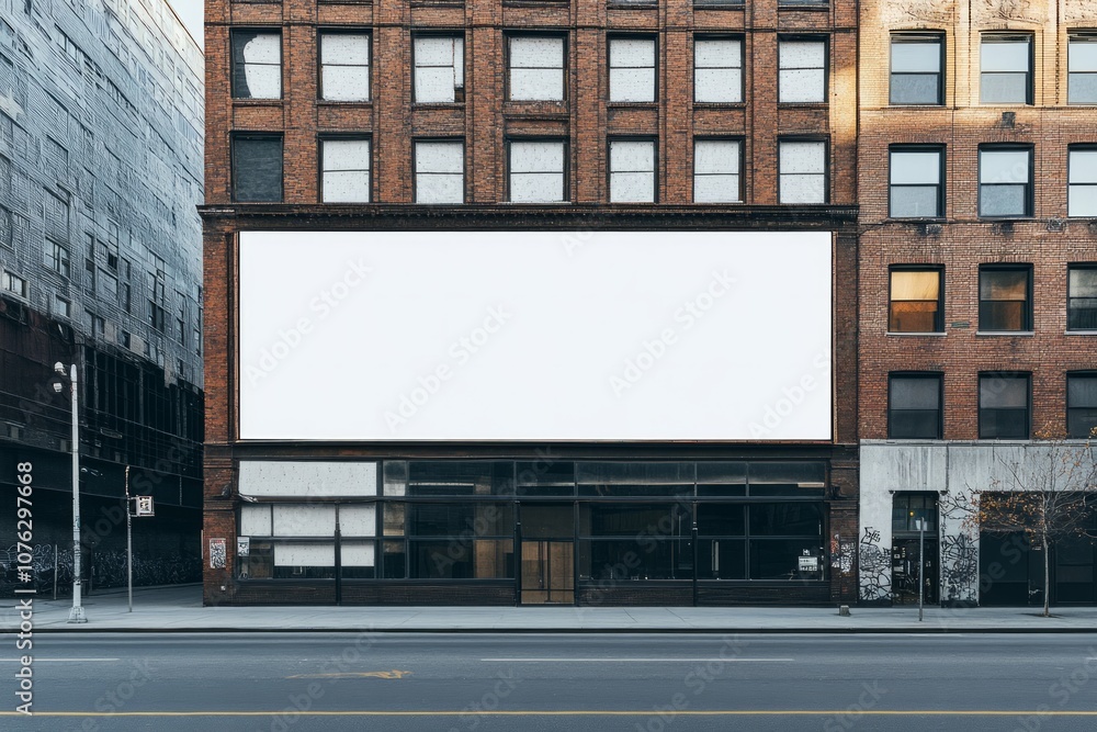 White Blank Billboard mockup for building facade, White Blank Billboard mockup for building facade,
