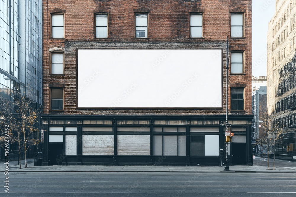 White Blank Billboard mockup for building facade, White Blank Billboard mockup for building facade,