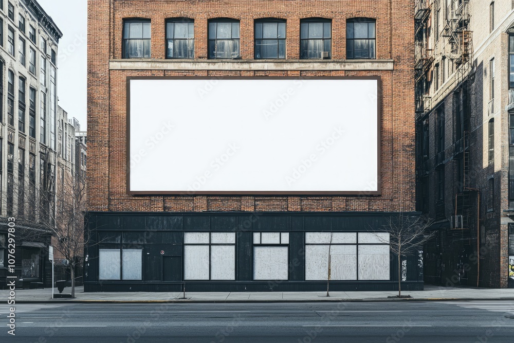 White Blank Billboard mockup for building facade, White Blank Billboard mockup for building facade,