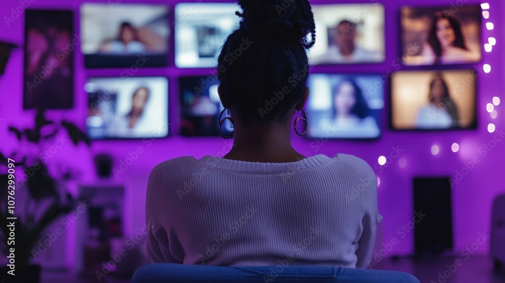 Woman Watching Video Calls. Woman Watching Video Calls.