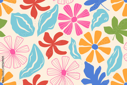 Flower seamless pattern design with beautiful flower and leaves. Flower art. floral and leaf pattern design for fabric, cotton, wallpaper, satin, gift wrap, carpet, background.