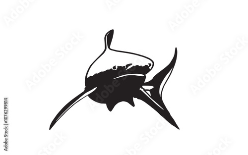 Graphical white shark isolated on white background,vector ink pen illustration,tattoo	