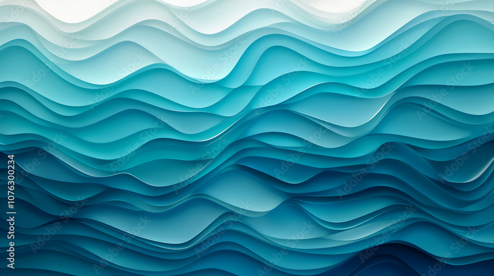 Abstract Ocean Waves in Gradient Blue and White Tones Abstract Ocean Waves in Gradient Blue and White Tones