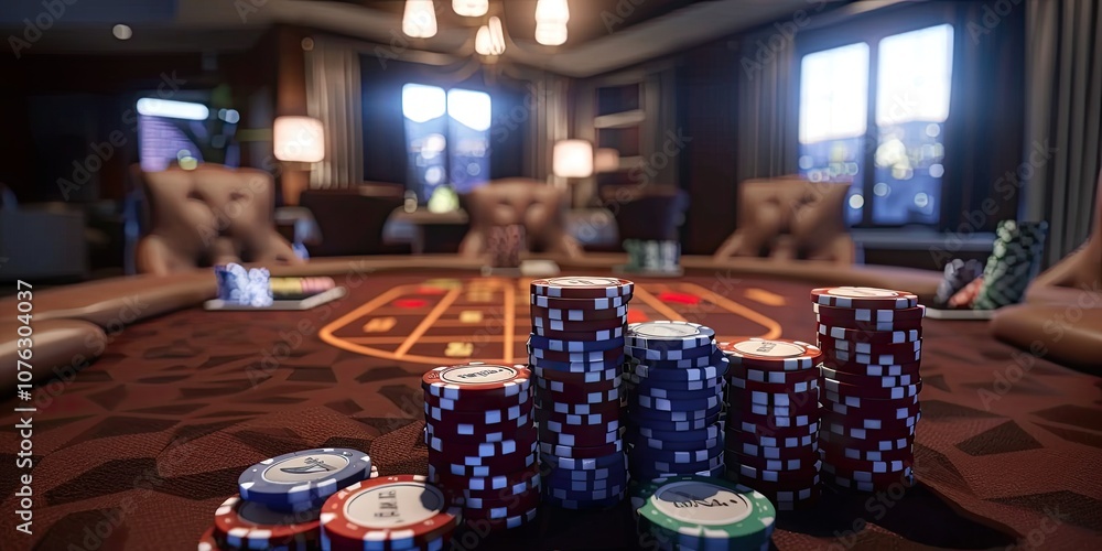 Digital Poker Game with Royal Flush Displayed on Screen Digital Poker Game with Royal Flush Displayed on Screen