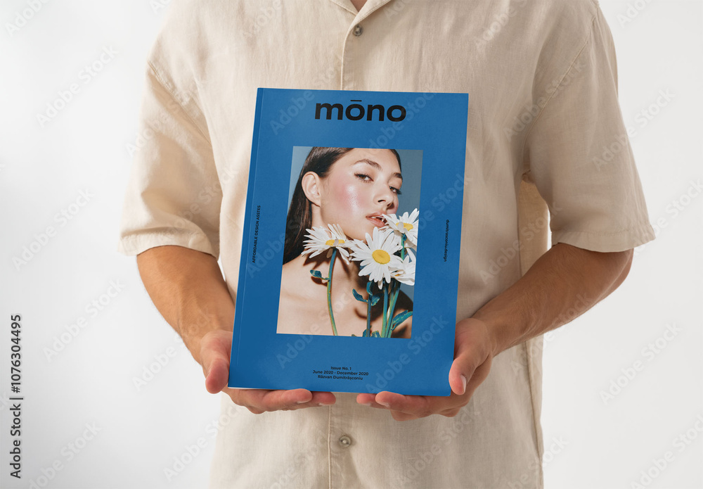 Mockup Of Man Holding Customizable A4 Magazine, Cover Stock Template ...