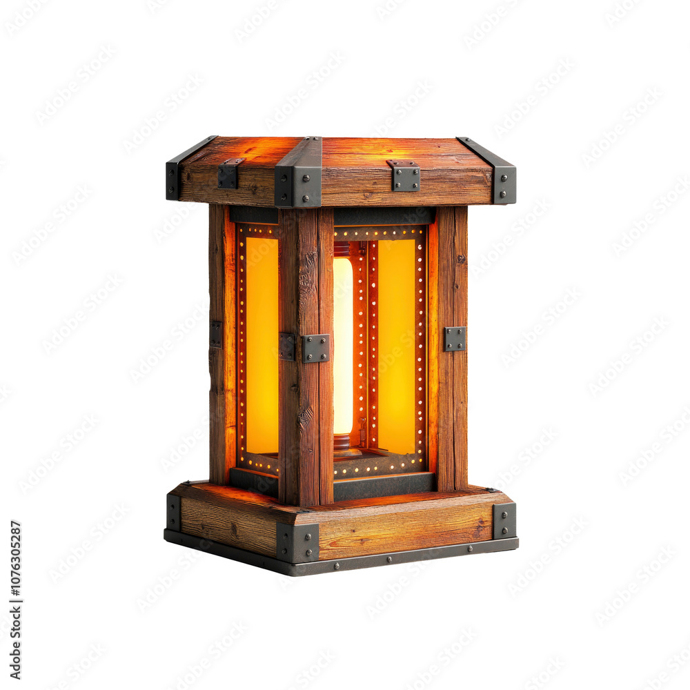 Rustic Wooden Lantern with Warm Glow Rustic Wooden Lantern with Warm Glow
