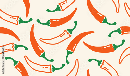 Cute spicy chili pattern background vector design