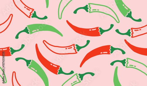 Cute spicy chili pattern background vector design