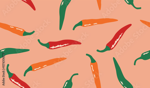 Cute spicy chili pattern background vector design