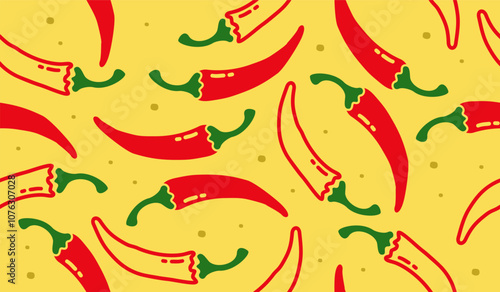 Cute spicy chili pattern background vector design