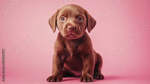 Cute Chocolate Labrador Puppy photo