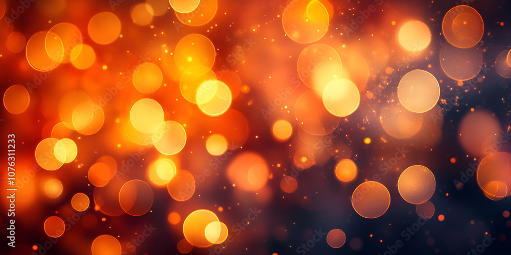 Obraz premium Golden Bokeh Lights on Dark Background